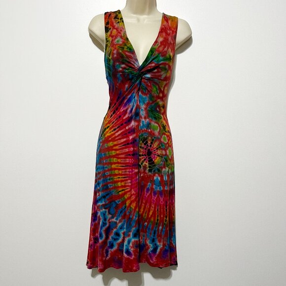 Mexicali Blues Womens Tie Dye Dress Size M/L Hippie Festival Bohemian Rainbow - Picture 1 of 9